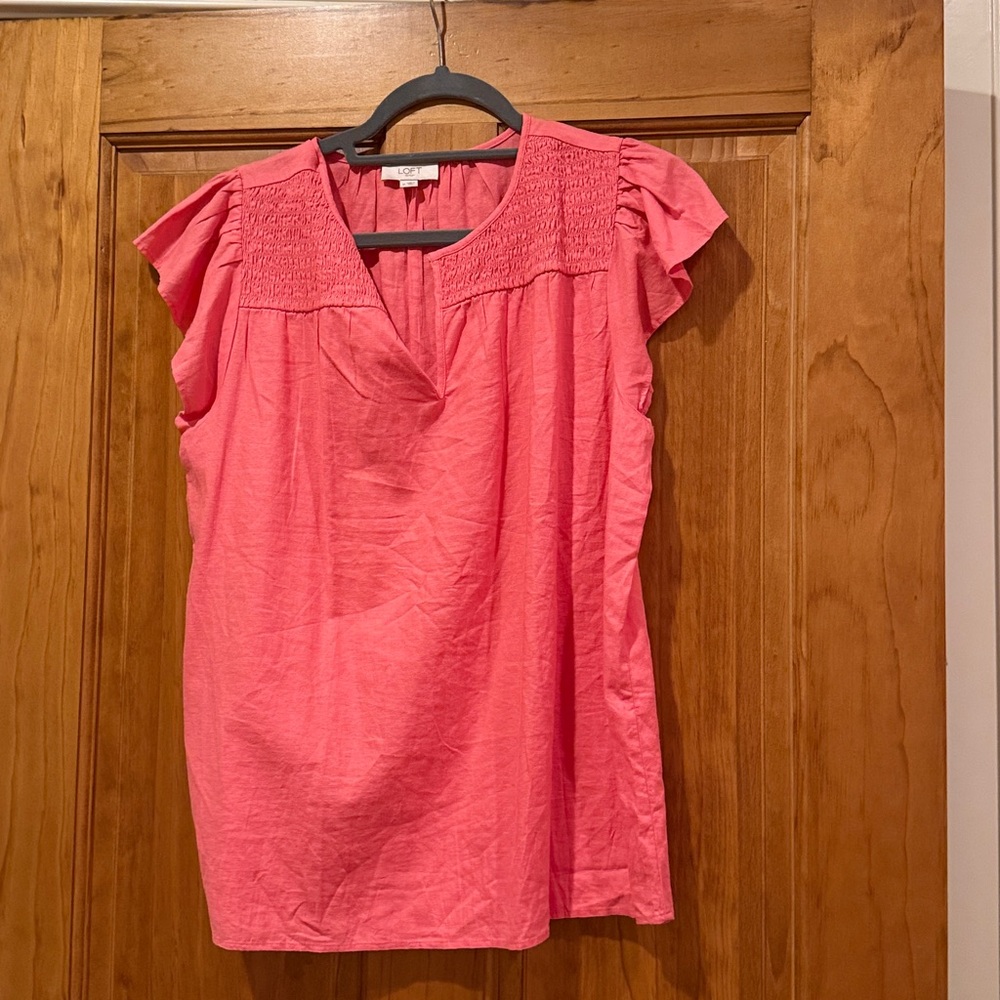 Pink Ruffled Sleeve Blouse